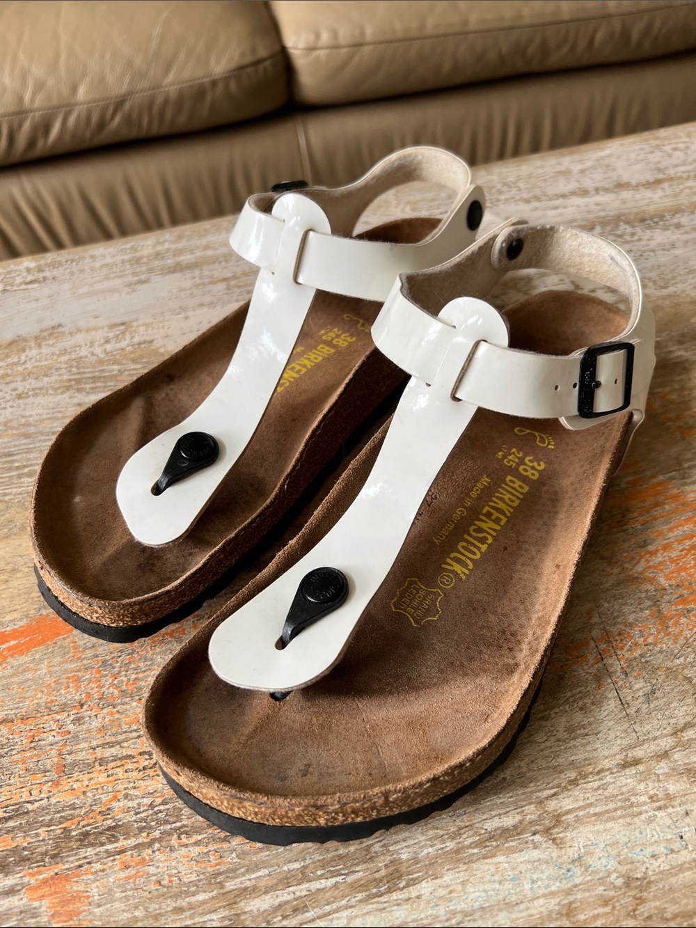 Birkenstock Gizeh Thong Sandals with Black Buckle Size